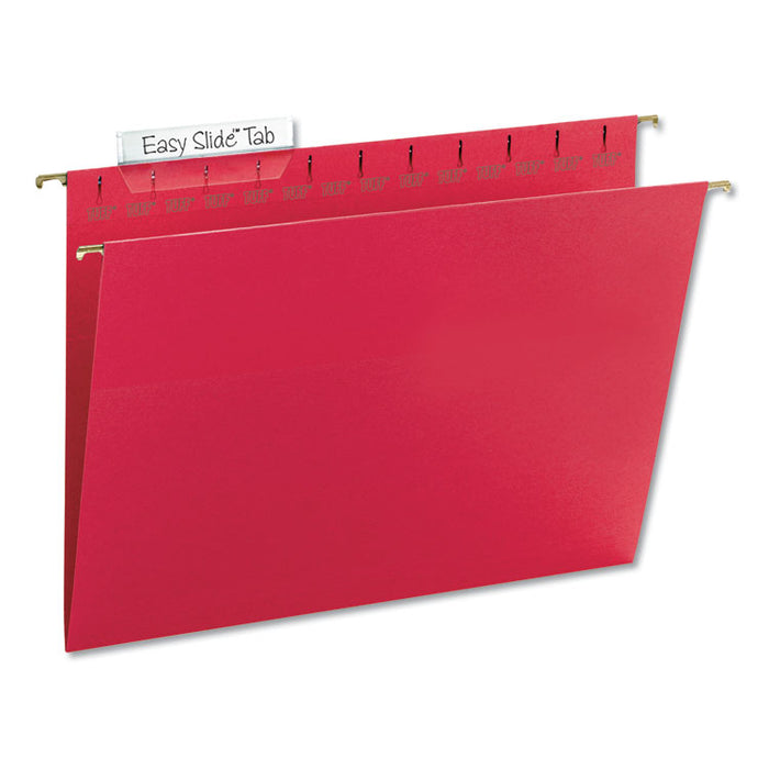 TUFF Hanging Folders with Easy Slide Tab, Letter Size, 1/3-Cut Tabs, Red, 18/Box