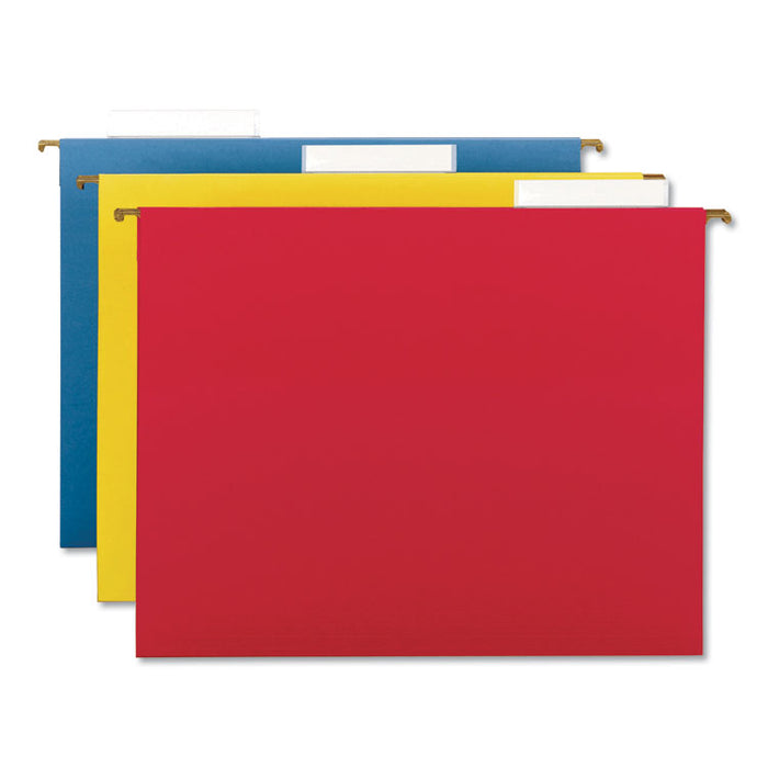 TUFF Hanging Folders with Easy Slide Tab, Letter Size, 1/3-Cut Tab, Assorted, 15/Box