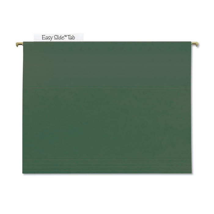 TUFF Hanging Folders with Easy Slide Tab, Letter Size, 1/3-Cut Tabs, Standard Green, 20/Box