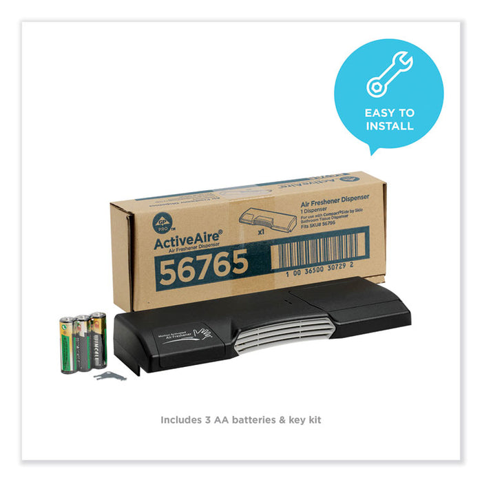 ActiveAire Automated Freshener Dispenser for Compact Bath Tissue Dispenser, 10.63" x 2.88" x 3.75", Black