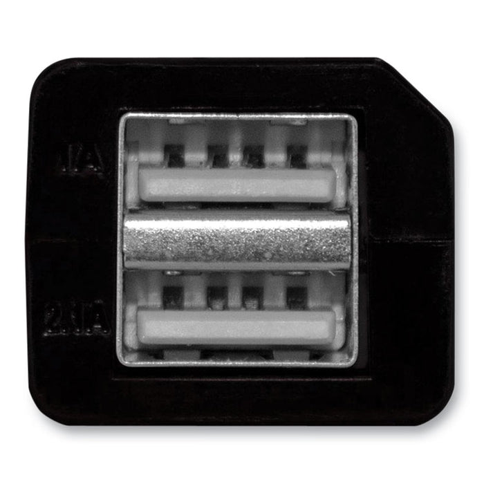 Hi-Performance Car Charger for USB Devices, Two Ports, LED Light