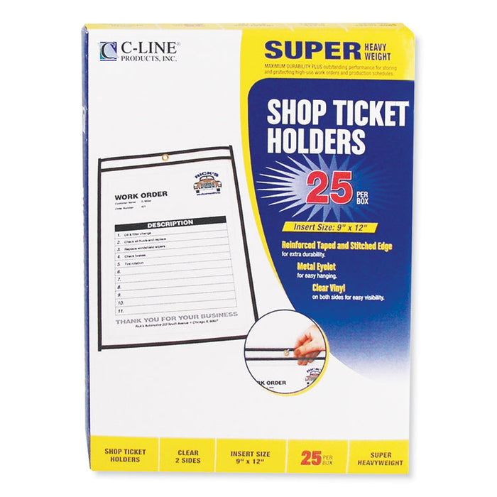 Shop Ticket Holders, Stitched, Both Sides Clear, 75 Sheets, 9 x 12, 25/Box