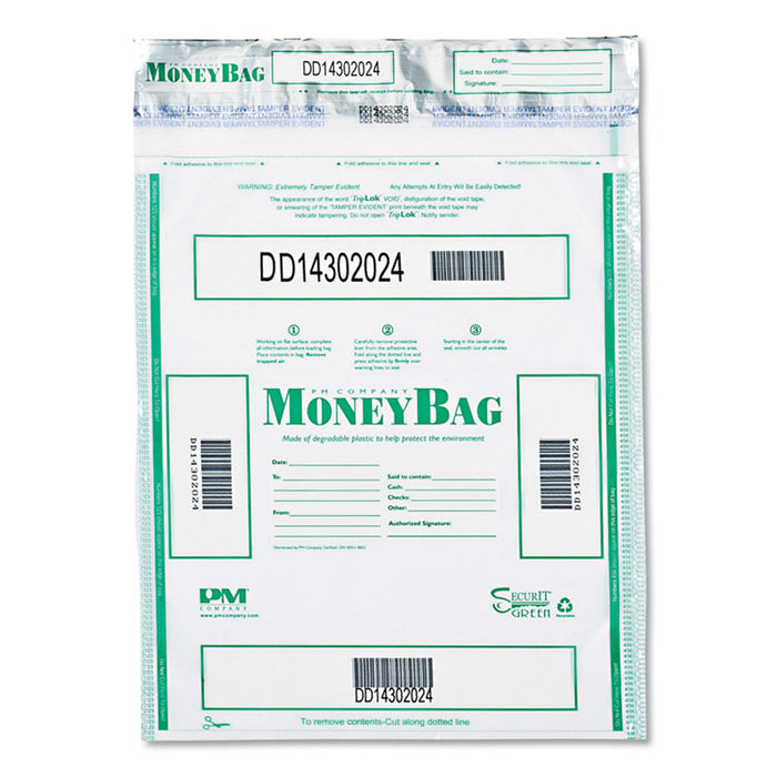 Triple Protection Tamper-Evident Deposit Bags, 15 x 20, Clear, 50/Pack