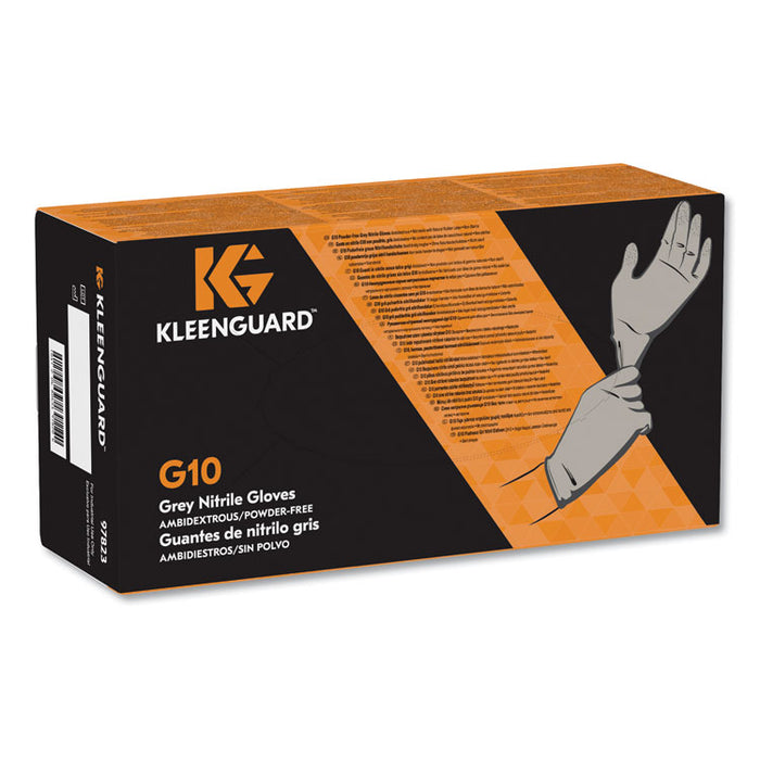 G10 Nitrile Gloves, 250 mm Length, Large, Gray, 150/Box
