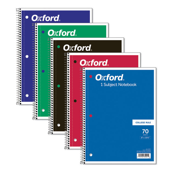 Coil-Lock Wirebound Notebooks, 3-Hole Punched, 1 Subject, Medium/College Rule, Randomly Assorted Covers, 10.5 x 8, 70 Sheets