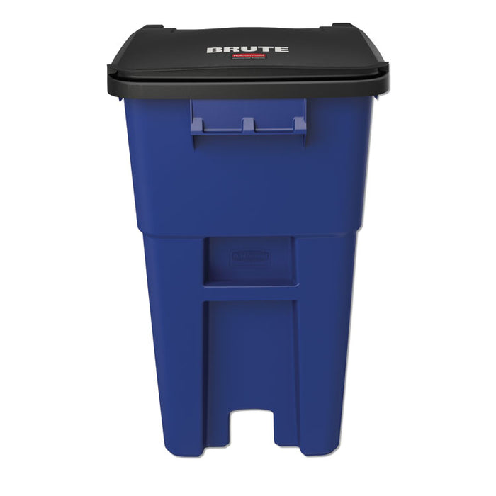 Brute Rollout Container, Square, Plastic, 50 gal, Blue