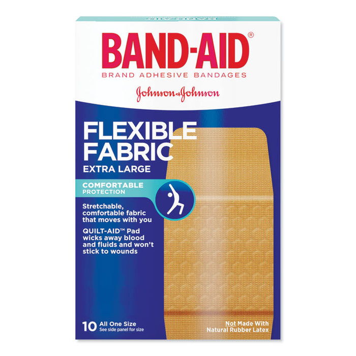Flexible Fabric Extra Large Adhesive Bandages, 1.75 x 4, 10/Box