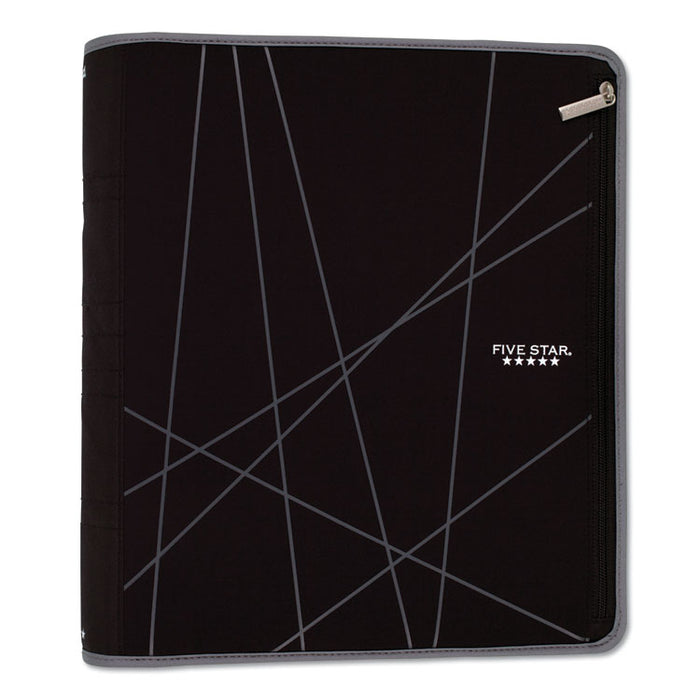 Xpanz Zipper Binder, 3 Rings, 2" Capacity, 11 x 8.5, Black/Gray