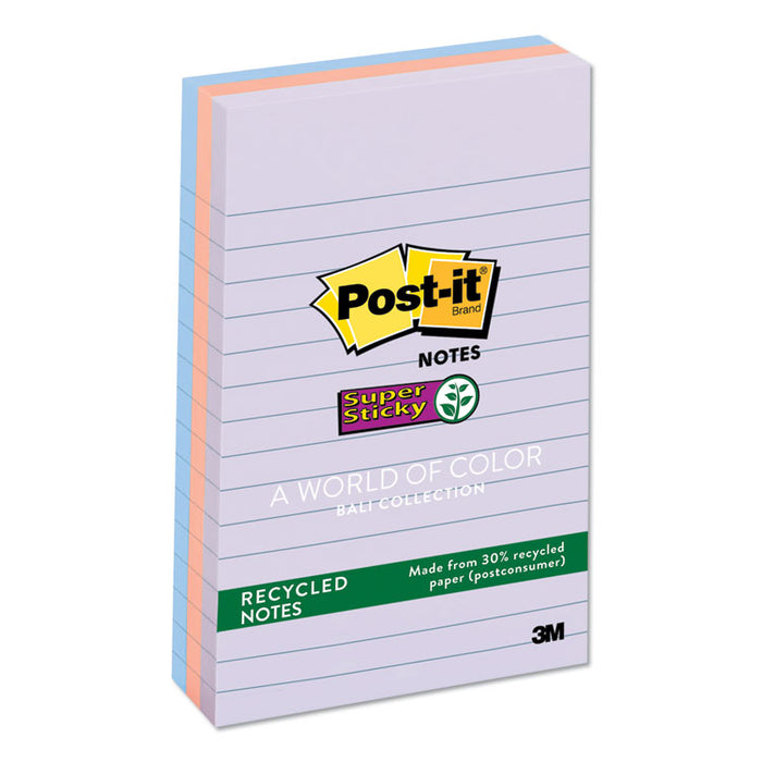 Recycled Notes in Bali Colors, Lined, 4 x 6, 90-Sheet, 3/Pack