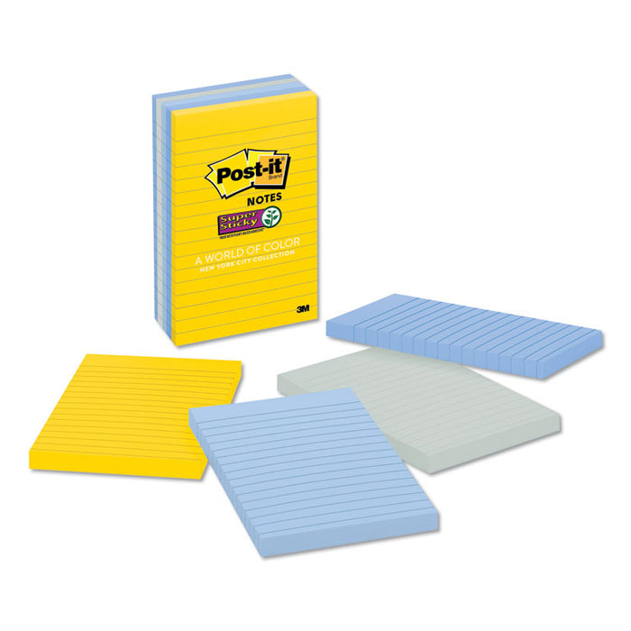 Pads in New York Collection Colors, Note Ruled, 4" x 6", 100 Sheets/Pad, 5 Pads/Pack