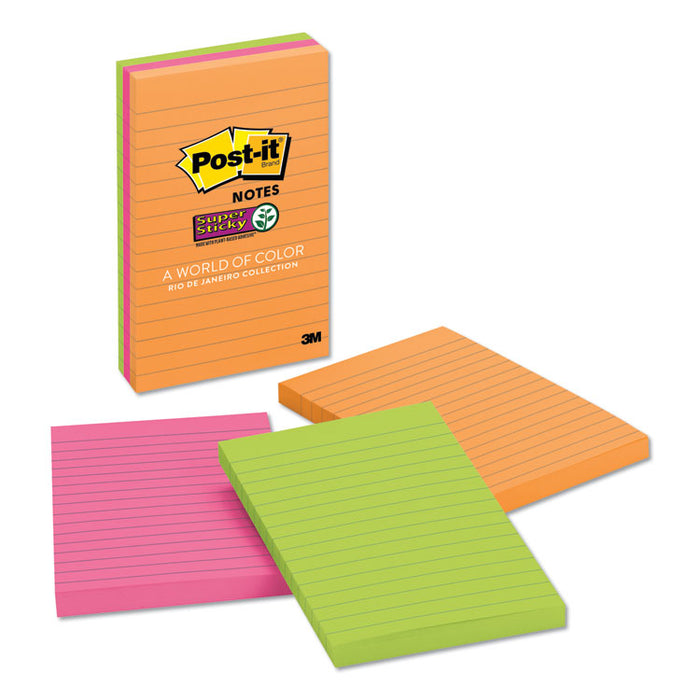 Pads in Energy Boost Collection Colors, Note Ruled, 4" x 6", 90 Sheets/Pad, 3 Pads/Pack