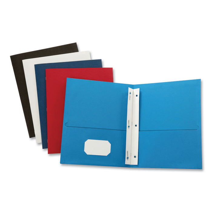 Leatherette Two Pocket Portfolio with Fasteners, 8 1/2" x 11", Assorted, 10/PK
