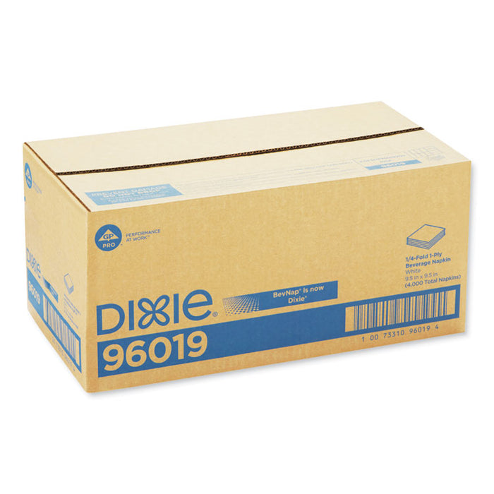 Beverage Napkins, Single-Ply, 9 1/2 x 9 1/2, White, 4000/Carton