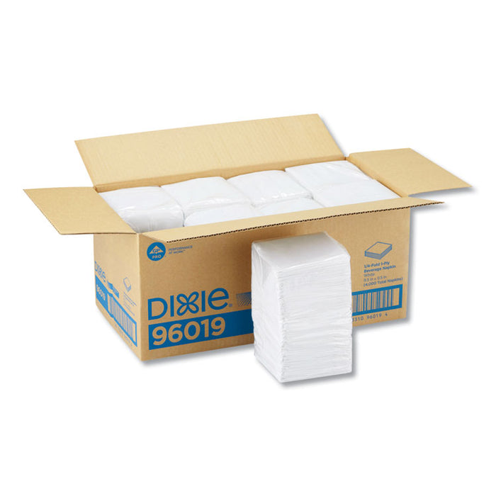 Beverage Napkins, Single-Ply, 9 1/2 x 9 1/2, White, 4000/Carton