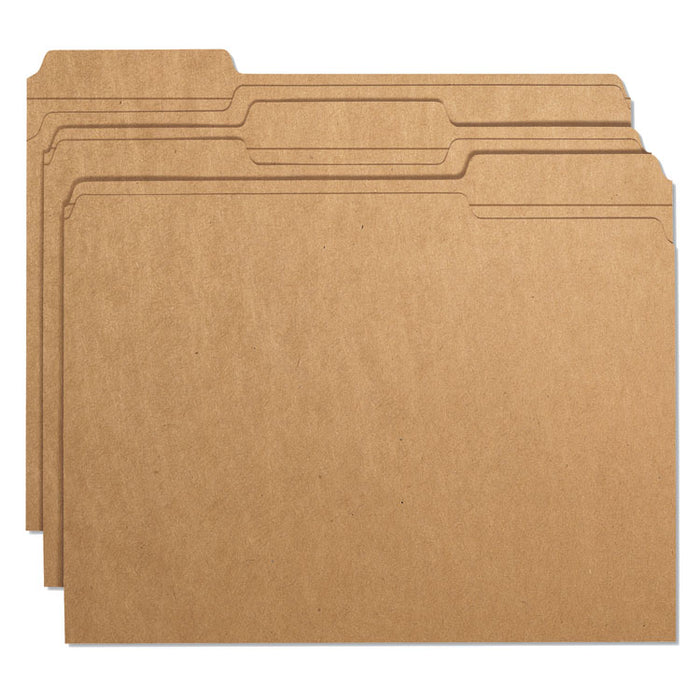 Heavyweight Kraft File Folder, 1/3-Cut Tabs: Assorted, Letter Size, 0.75" Expansion, 17-pt Kraft, Brown, 50/Box