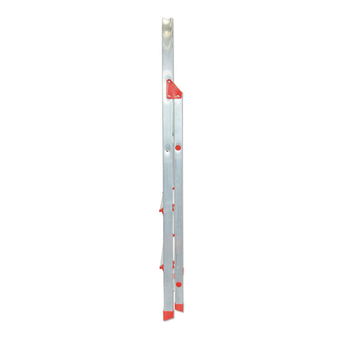 Aluminum Euro Platform Ladder, 8 ft Working Height, 200 lbs Capacity, 3 Step, Aluminum/Red