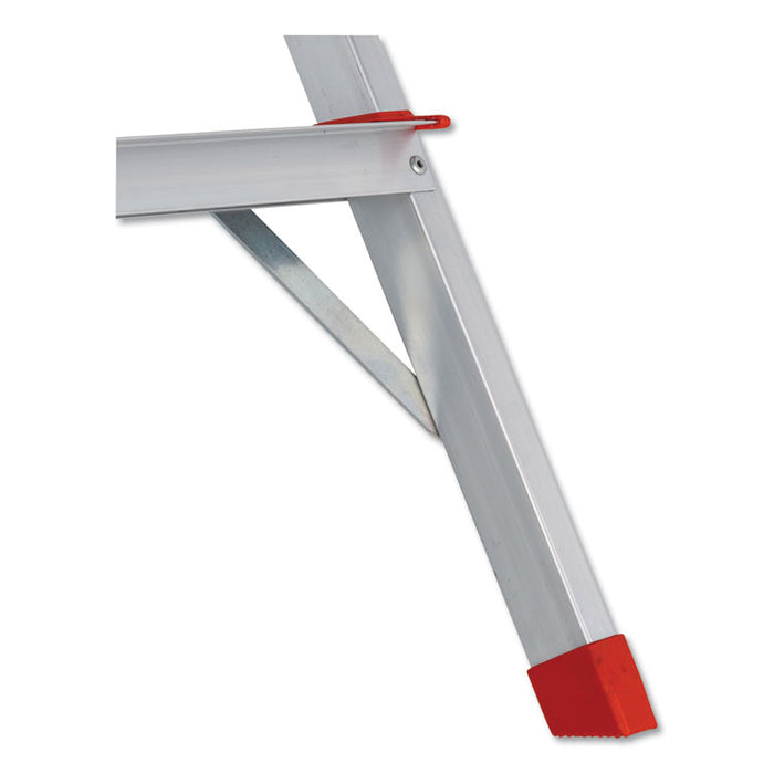 Aluminum Euro Platform Ladder, 8 ft Working Height, 200 lbs Capacity, 3 Step, Aluminum/Red