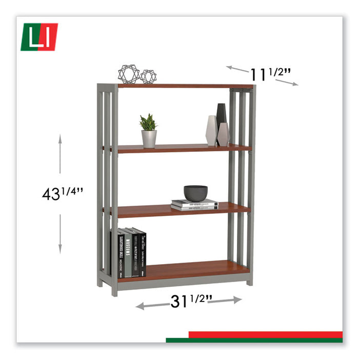 Trento Line Bookcase, Three-Shelf, 31.5w x 11.5d x 43.25h, Cherry