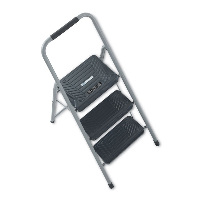 Black and Decker Steel Step Stool, 3-Step, 200 lb Capacity, Gray