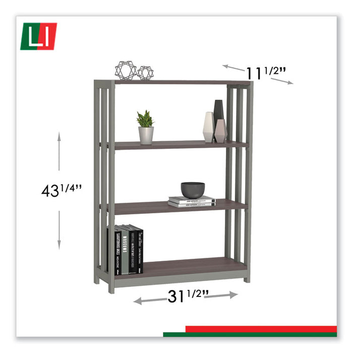 Trento Line Bookcase, Three-Shelf, 31.5w x 11.63d x 43.25h, Mocha