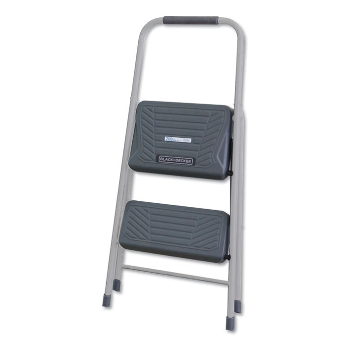 Black and Decker Steel Step Stool, 2-Step, 200 lb Capacity, Gray