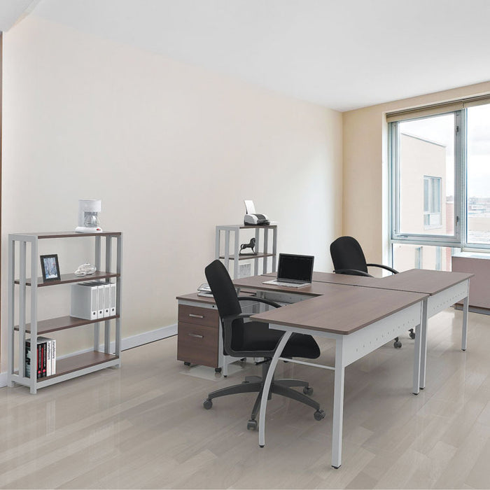 Trento Line Bookcase, Three-Shelf, 31.5w x 11.63d x 43.25h, Mocha