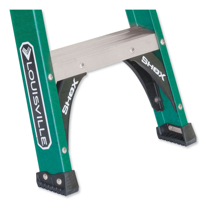 Fiberglass Step Ladder, 8 ft Working Height, 225 lbs Capacity, 5 Step, Green/Black