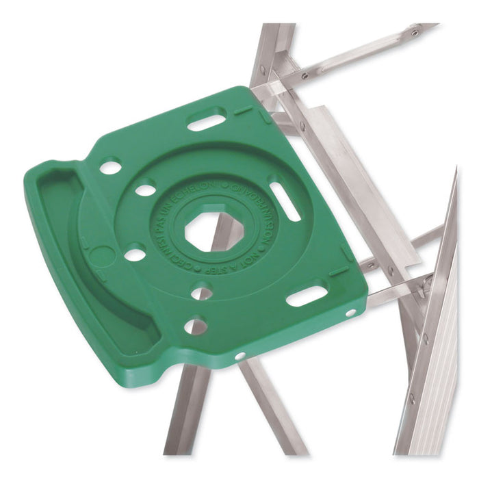 Aluminum Step Ladder, 6 ft Working Height, 225 lbs Capacity, 5 Step, Aluminum/Green