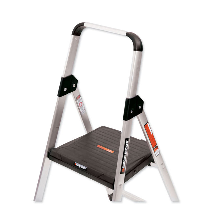 Aluminum Step Stool Ladder, 2-Step, 225 lb Capacity, 18.5w x 23.5 spread x 38.5h, Silver