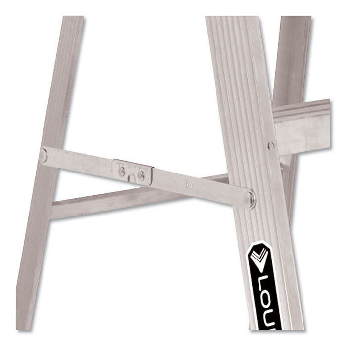 Aluminum Step Ladder, 6 ft Working Height, 225 lbs Capacity, 5 Step, Aluminum/Green