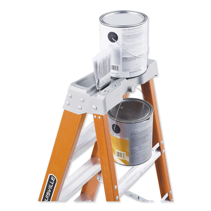 Fiberglass Heavy Duty Step Ladder, 23" Working Height, 300 lbs Capacity, 3 Step, Orange