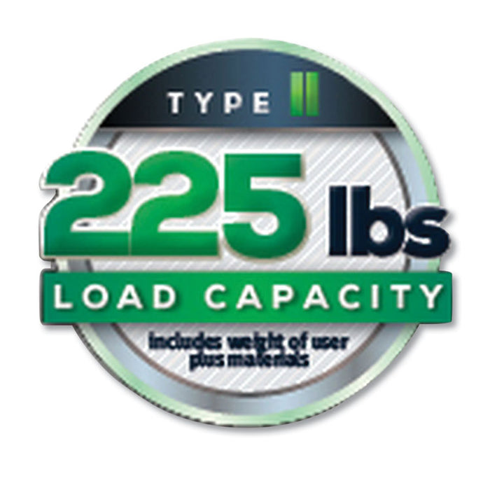 Aluminum Step Ladder, 6 ft Working Height, 225 lbs Capacity, 5 Step, Aluminum/Green