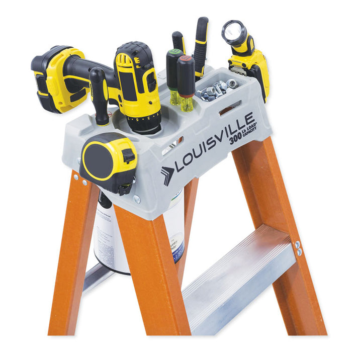 Fiberglass Heavy Duty Step Ladder, 23" Working Height, 300 lbs Capacity, 3 Step, Orange