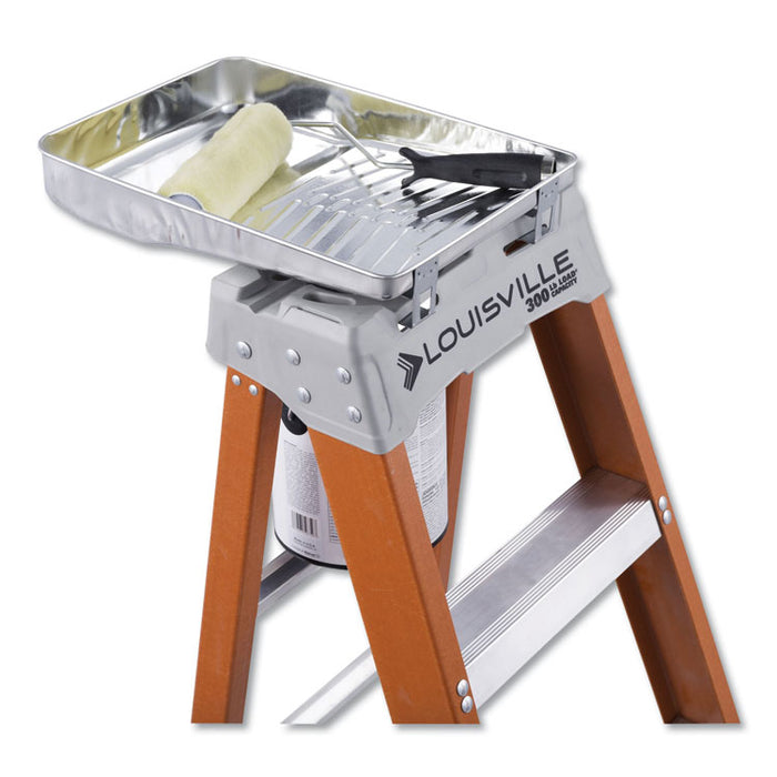 Fiberglass Heavy Duty Step Ladder, 23" Working Height, 300 lbs Capacity, 3 Step, Orange