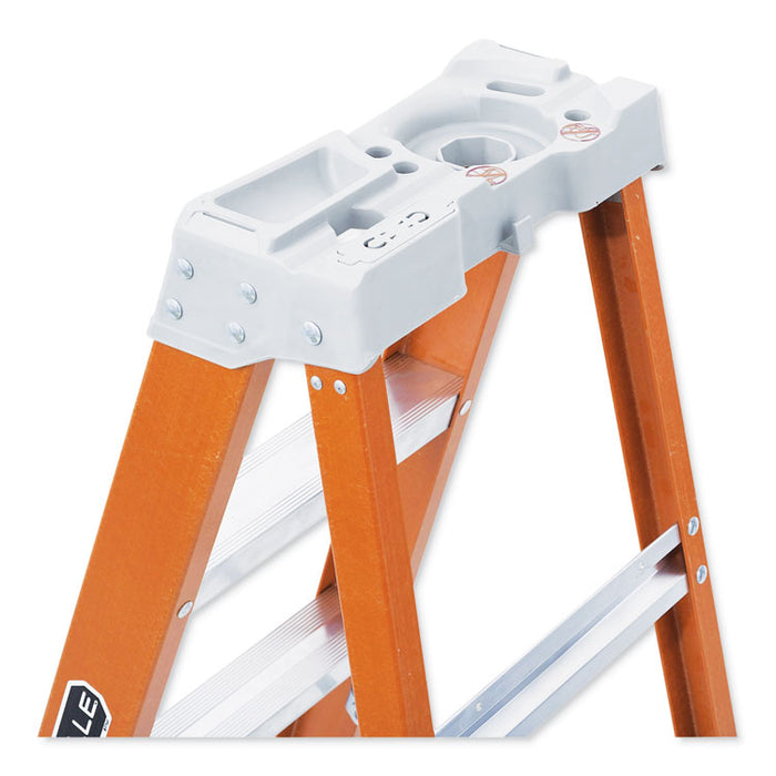 Fiberglass Heavy Duty Step Ladder, 23" Working Height, 300 lbs Capacity, 3 Step, Orange
