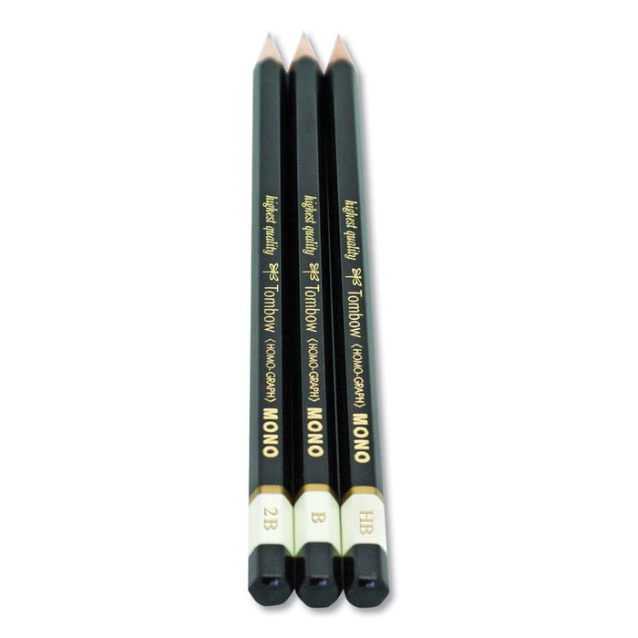 Drawing Pencil Set, 2 mm, Assorted Lead Hardness Ratings, Black Lead, Black Barrel, 3/Pack