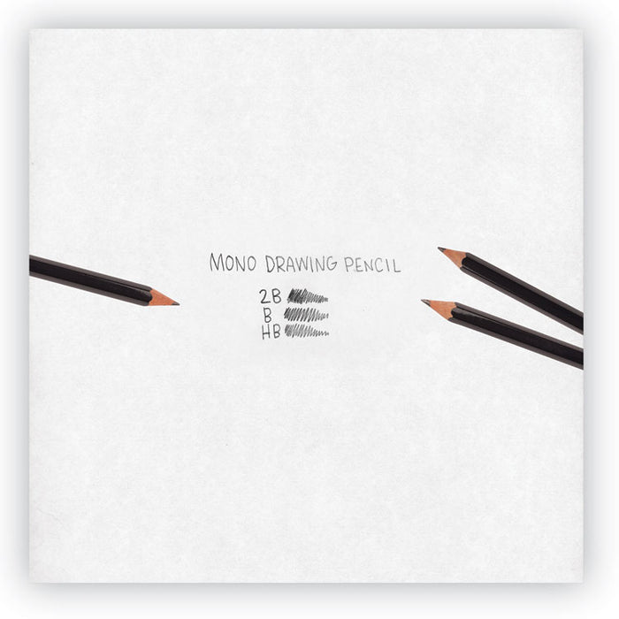 Drawing Pencil Set, 2 mm, Assorted Lead Hardness Ratings, Black Lead, Black Barrel, 3/Pack