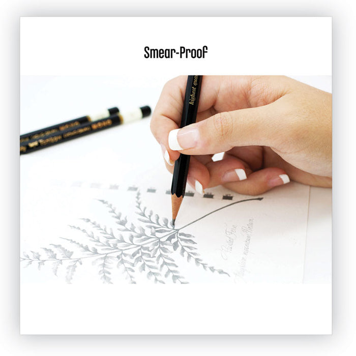 Drawing Pencil Set with Eraser, 2 mm, Assorted Lead Hardness Ratings, Black Lead, Black Barrel, 6/Pack