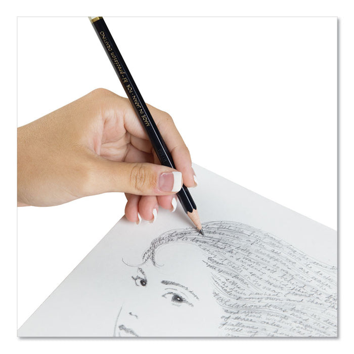 Drawing Pencil Set with Eraser, 2 mm, Assorted Lead Hardness Ratings, Black Lead, Black Barrel, 6/Pack