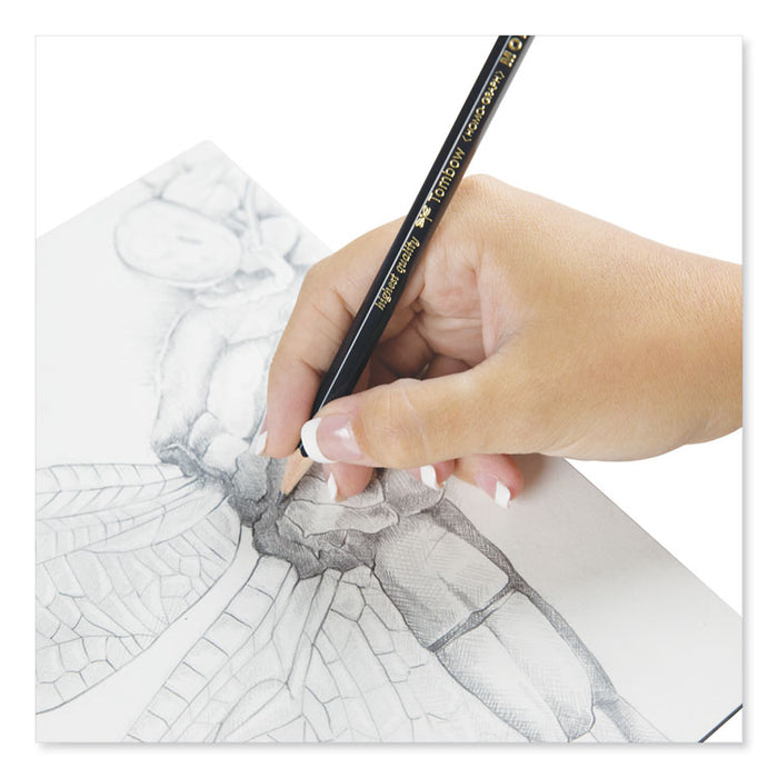 Drawing Pencil Set with Eraser, 2 mm, Assorted Lead Hardness Ratings, Black Lead, Black Barrel, 6/Pack