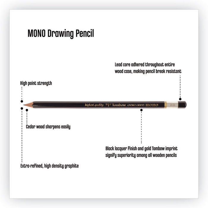 Drawing Pencil Set with Eraser, 2 mm, Assorted Lead Hardness Ratings, Black Lead, Black Barrel, 6/Pack