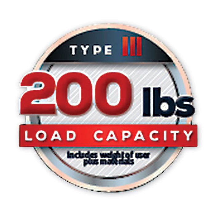 Aluminum Euro Platform Ladder, 8 ft Working Height, 200 lbs Capacity, 4 Step, Aluminum/Red