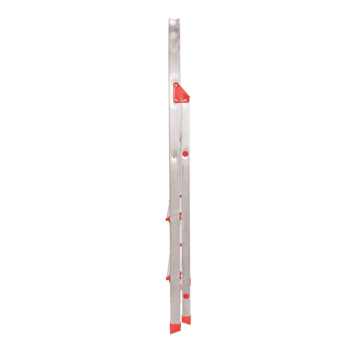Aluminum Euro Platform Ladder, 8 ft Working Height, 200 lbs Capacity, 4 Step, Aluminum/Red
