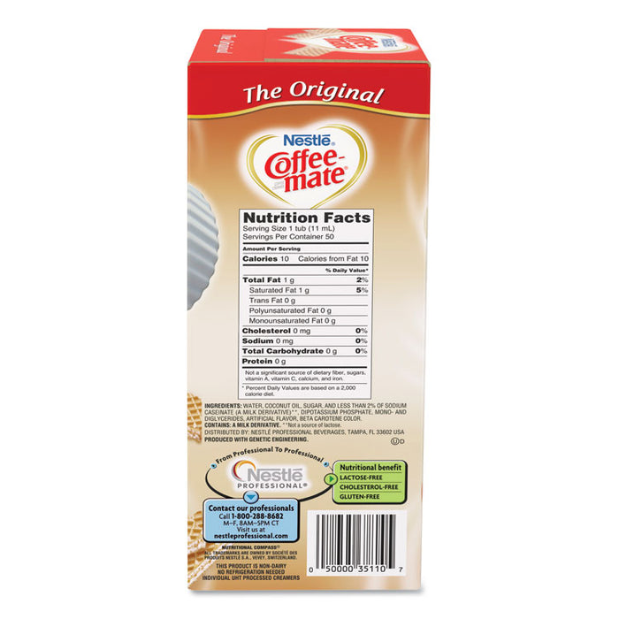 Liquid Coffee Creamer, Original, 0.38 oz Mini Cups, 50/Box