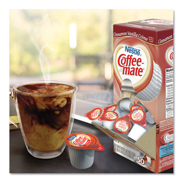 Liquid Coffee Creamer, Cinnamon Vanilla, 0.38 oz Mini Cups, 50/Box, 4 Boxes/Carton, 200 Total/Carton
