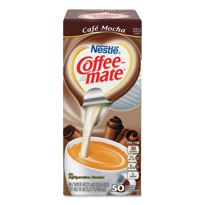 Liquid Coffee Creamer, Cafe Mocha, 0.38 oz Mini Cups, 50/Box