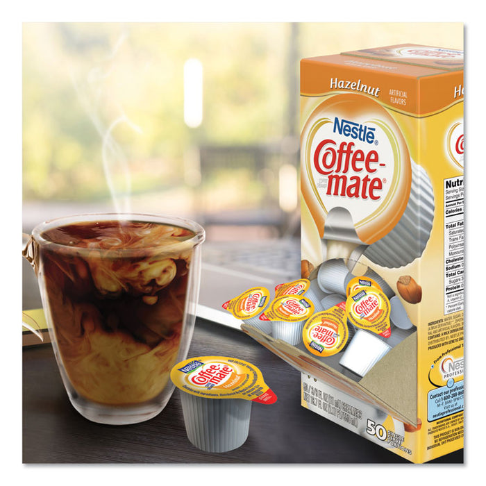 Liquid Coffee Creamer, Hazelnut, 0.38 oz Mini Cups, 50/Box, 4 Boxes/Carton, 200 Total/Carton