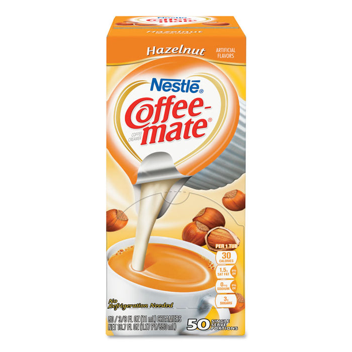Liquid Coffee Creamer, Hazelnut, 0.38 oz Mini Cups, 50/Box, 4 Boxes/Carton, 200 Total/Carton
