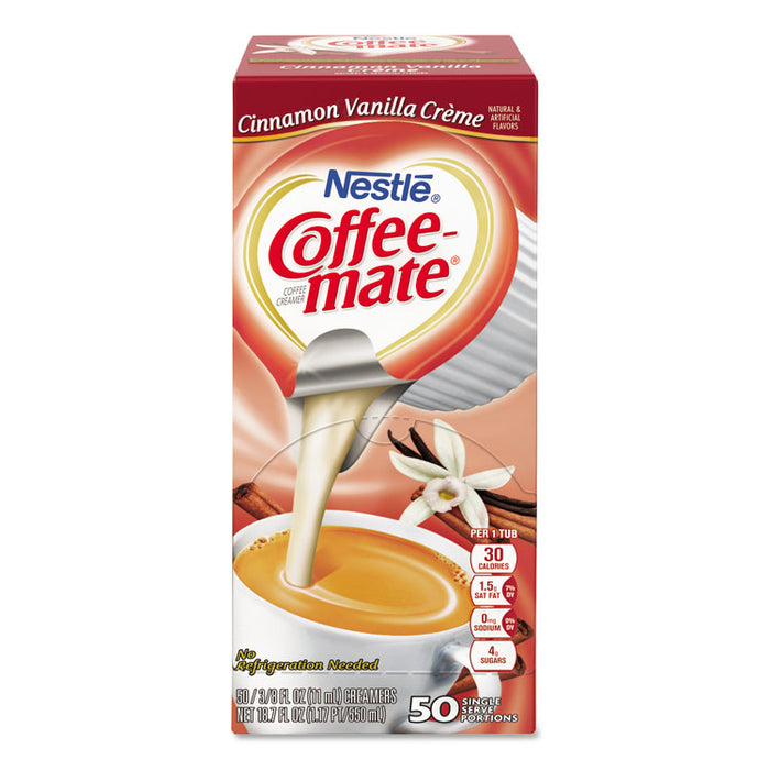 Liquid Coffee Creamer, Cinnamon Vanilla, 0.38 oz Mini Cups, 50/Box, 4 Boxes/Carton, 200 Total/Carton