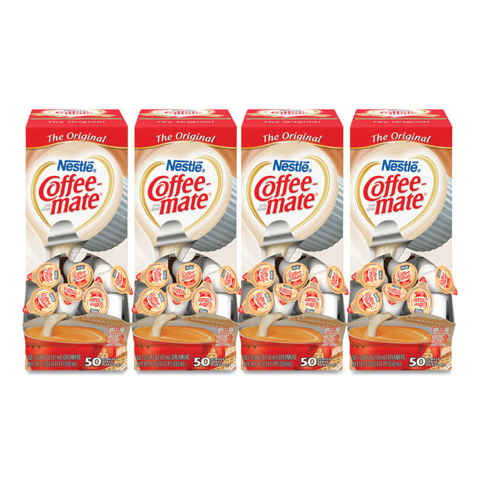 Liquid Coffee Creamer, Original, 0.38 oz Mini Cups, 50/Box, 4 Boxes/Carton, 200 Total/Carton